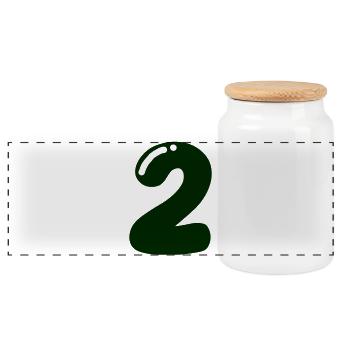 2- - Panoramic Cookie Jar with Wooden Lid - white - Front
