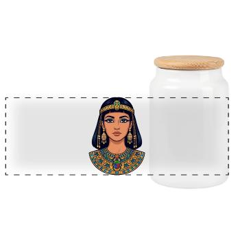 Cleopatra - Queen of Egypt - Panoramic Cookie Jar with Wooden Lid - white - Front