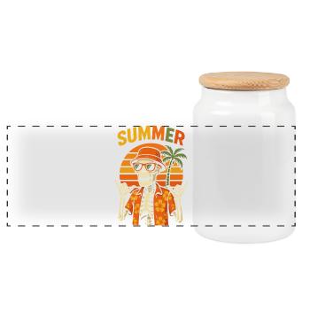 Sun Tiki Skeleton Summer - Panoramic Cookie Jar with Wooden Lid - white - Front