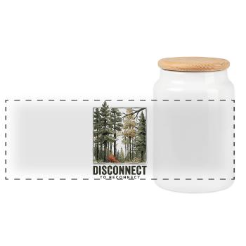 Hiking - Outdoor Adventure -Disconnect to Reconnet - Panoramic Cookie Jar with Wooden Lid - white - Front
