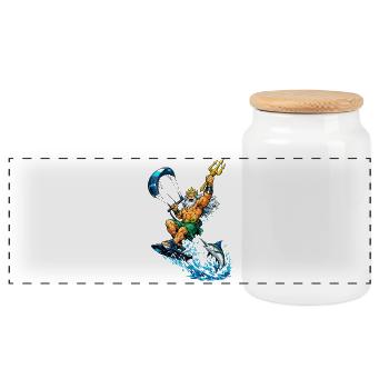 Neptune autrefois sportif - Boîte à biscuits avec couvercle en bois - blanc - Devant