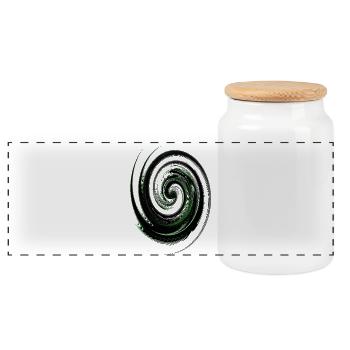 Green Spiral Swirl Neon Art - Panoramic Cookie Jar with Wooden Lid - white - Front