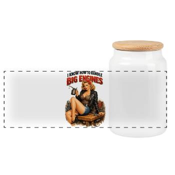 Pin-Up Girl Workshop : Conception de gros moteurs - Boîte à biscuits avec couvercle en bois - blanc - Devant