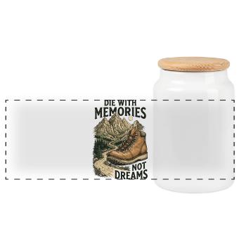 Randonnée - Aventure en plein air - Mourir avec des souvenirs non - Boîte à biscuits avec couvercle en bois - blanc - Devant
