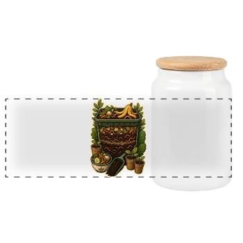Coupe transversale de jardin de compost de vers - Boîte à biscuits avec couvercle en bois - blanc - Devant