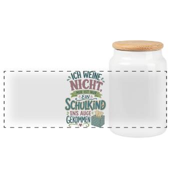 Ich weine nicht Schulkind Einschulung 2026 - Panorama Keksdose mit Holzdeckel - Weiß - Vorne