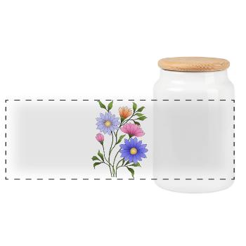 Blumen - Panorama Keksdose mit Holzdeckel - Weiß - Vorne