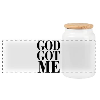 God Got Me Bold Typography Tee - Panoramic Cookie Jar with Wooden Lid - white - Front