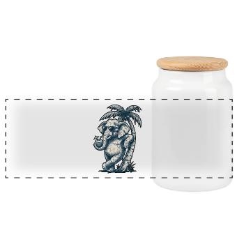 Cool Elefant Eis - Panoramic Cookie Jar with Wooden Lid - white - Front
