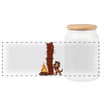 Pile de saucisses au feu de camp - Boîte à biscuits avec couvercle en bois - blanc - Devant