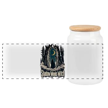 Dark Woodland Witch, Shadow Woods Witch Forest Got - Panoramic Cookie Jar with Wooden Lid - white - Front