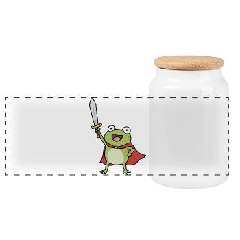 Frog Knight Cloak Sword - Panoramic Cookie Jar with Wooden Lid - white - Front