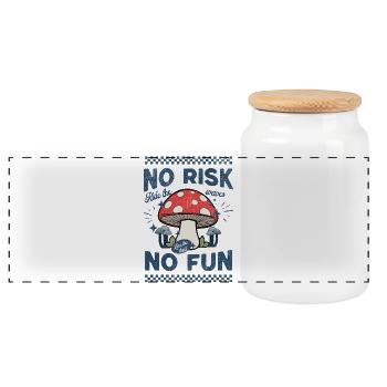 Motif champignon : Surfez sur les vagues - Boîte à biscuits avec couvercle en bois - blanc - Devant