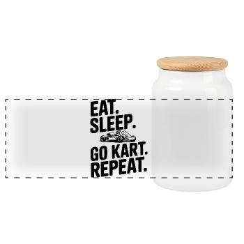 Mange. Dors. Go Kart. Répétez. - Boîte à biscuits avec couvercle en bois - blanc - Devant