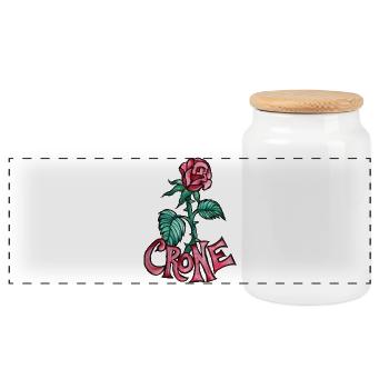 Tatouage de la Vieille Rose - Boîte à biscuits avec couvercle en bois - blanc - Devant