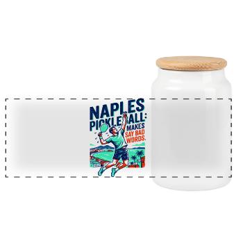 Naples Pickleball Makes Say Bad Words - Panorama Keksdose mit Holzdeckel - Weiß - Vorne