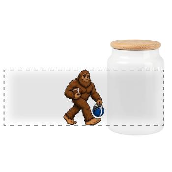 Soccer Bigfoot Sasquatch Funny Bigfoot Soccer - Panoramic Cookie Jar with Wooden Lid - white - Front