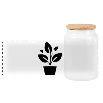 Flower Pot Plant Garden Gardener Gift - Panoramic Cookie Jar with Wooden Lid - white - Front