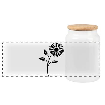 Blumen Silhouette Abstrakte Blütenkunst - Panorama Keksdose mit Holzdeckel - Weiß - Vorne