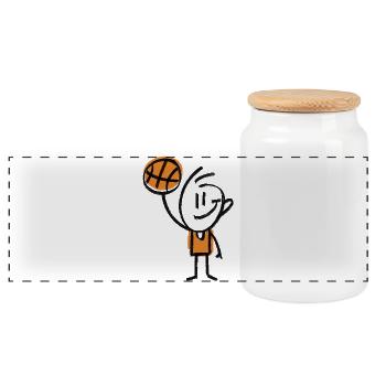 Basketball Basketballer - Panorama Keksdose mit Holzdeckel - Weiß - Vorne