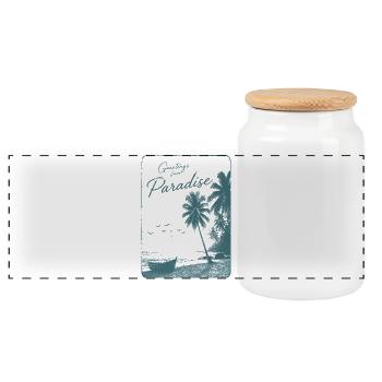 Grüße aus Retro Paradise - Panorama Keksdose mit Holzdeckel - Weiß - Vorne