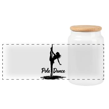 Pole Dance Silhouette – Ästhetische Kunst - Panorama Keksdose mit Holzdeckel - Weiß - Vorne