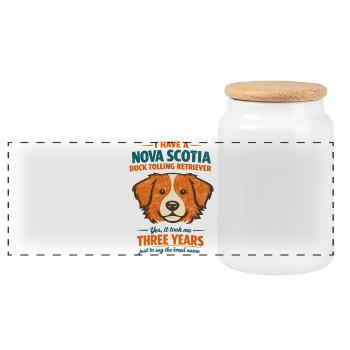 Retro Nova Scotia Duck Tolling Retriever Spruch - Panorama Keksdose mit Holzdeckel - Weiß - Vorne
