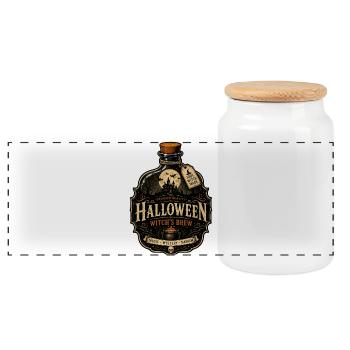 Halloween - Boîte à biscuits avec couvercle en bois - blanc - Devant