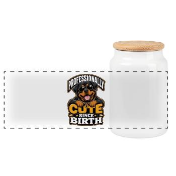 Rottweiler - Panoramic Cookie Jar with Wooden Lid - white - Front