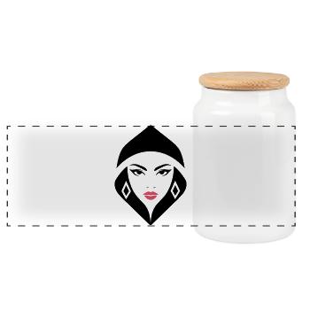 Cobra Queen – powerful, feminine, and commanding - Panoramic Cookie Jar with Wooden Lid - white - Front