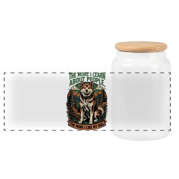 The more I like my dog - Panoramic Cookie Jar with Wooden Lid - white - Front