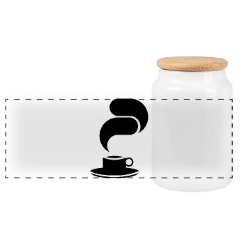 Black Coffee Mug – Minimalist Illustration - Panoramic Cookie Jar with Wooden Lid - white - Front