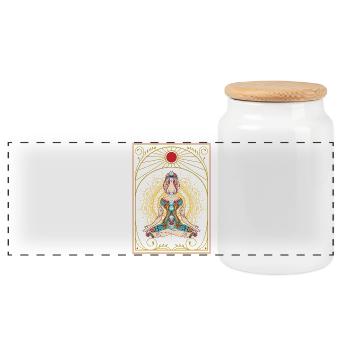 Zen Chakras – Meditation Gift - Panoramic Cookie Jar with Wooden Lid - white - Front