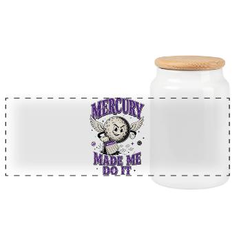 Mercury Made Me Do It – Astrology Humor - Panoramic Cookie Jar with Wooden Lid - white - Front