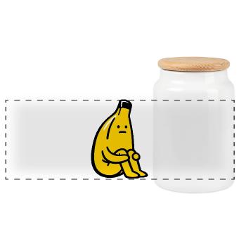 Banana Lover Humor Fruit - Panoramic Cookie Jar with Wooden Lid - white - Front