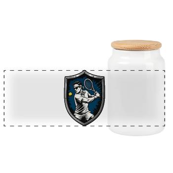Blason de tennis - Boîte à biscuits avec couvercle en bois - blanc - Devant