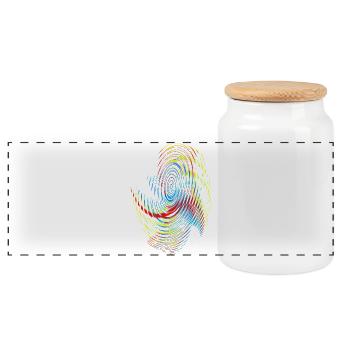 Rainbow Spiral Neon Pattern - Panoramic Cookie Jar with Wooden Lid - white - Front