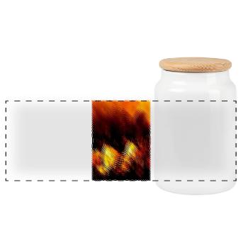 Fire Circle Wave Pattern - Panoramic Cookie Jar with Wooden Lid - white - Front