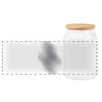 Gray Circle Spiral Zen Pattern - Panoramic Cookie Jar with Wooden Lid - white - Front