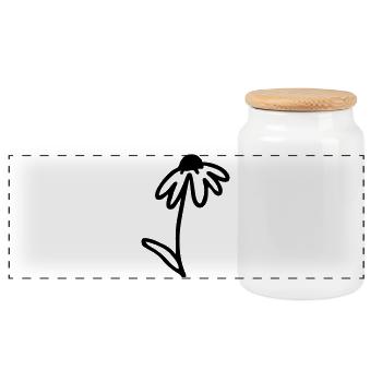 Blume One Line Art - Panorama Keksdose mit Holzdeckel - Weiß - Vorne