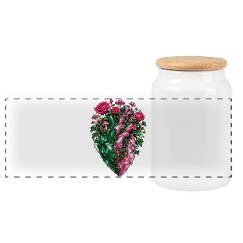 Crystal Heart Nature - Panoramic Cookie Jar with Wooden Lid - white - Front