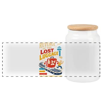 Revenge of the Lost Baggage - Panoramic Cookie Jar with Wooden Lid - white - Front