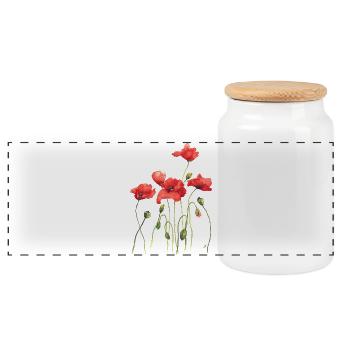 red poppies - Panoramic Cookie Jar with Wooden Lid - white - Front