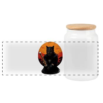 SPORTS-KENDO Karate Judo Akido Martial Arts Kendo - Panoramic Cookie Jar with Wooden Lid - white - Front