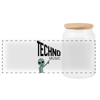Pointeur Extraterrestre Vert - Boîte à biscuits avec couvercle en bois - blanc - Devant