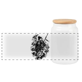 Guerrier samouraï japonais dans le style Irezumi - Boîte à biscuits avec couvercle en bois - blanc - Devant