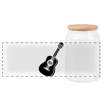 Guitar Music Gift Musician Music Band - Panoramic Cookie Jar with Wooden Lid - white - Front