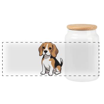 Amoureux des chiens petits beagle - Boîte à biscuits avec couvercle en bois - blanc - Devant