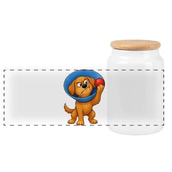 Grummeliger Hundekegel der Scham - Panorama Keksdose mit Holzdeckel - Weiß - Vorne
