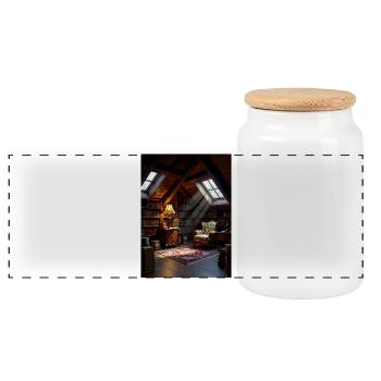 Dachboden-Leseoase im Warmlicht - Boîte à biscuits avec couvercle en bois - blanc - Devant